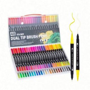 Lot de 120 marqueurs double embout à pointe fine et pinceau, non toxiques, pour enfants et adultes, pour peinture artistique et aquarelle - Product Image 1