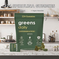 224 Gummies de Spiruline Végétalienne pour la Santé Digestive, Intestinale, Immunitaire et Cérébrale, Riches en Multi-Vitamines et Minéraux, pour Adultes, Végétaliens