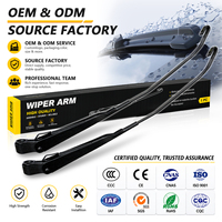 Bras d'essuie-glace en acier enduit de poudre noire, durable et anticorrosion, avec connecteur à crochet standard, adapté au nettoyage du pare-brise avant des voitures