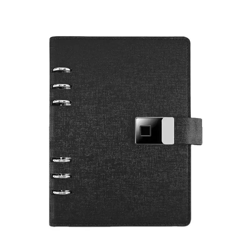 Loose Leaf 6 Ring Binders Diary Notebook with Smart Pen and Fingerprint Lock Memo Notepad Custom Printing Color Pages