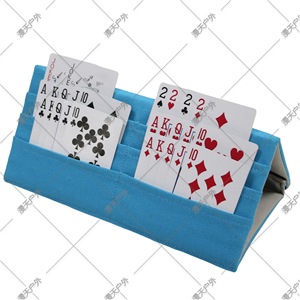 Porta cartas de juego portátil de tres capas, de tela, estilo étnico, plegable para juegos de cartas - Product Image 5