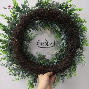 QSLH-WE056 Eucalyptus Greenery <strong>Wreaths</strong> with Poly Deco Mesh Artificial <strong>Spring</strong> <strong>Wreath</strong> for Advent - Product Image 6