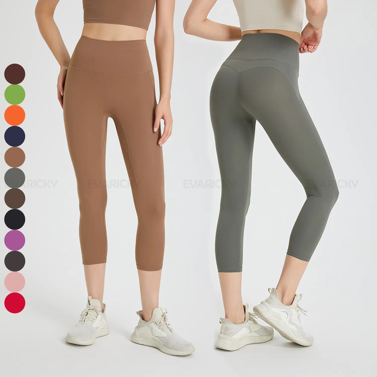 Legging ketat Gym wanita kustom pakaian aktif Yoga legging olahraga Fitness olahraga seksi polos pinggang tinggi untuk wanita