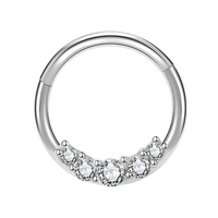 Anneau de nez en acier inoxydable 316L plaqué or PVD, serti de 5 zircons blancs, piercing corporel, bijoux de superstar personnalisés