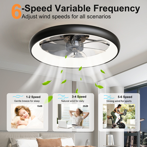 24.4" Large Size Black Ultra-Thin Ceiling <b>Fan</b> with Light 3-Color Temp Dimmable, <b>Remote</b> & APP Ideal for Large Rooms Living Areas - Product Image 4