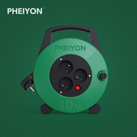 Pheiyon CE GS Compact 10M Boîtier enrouleur de câble européen mini 3 prises USB-C H05VV-F 16A avec disjoncteur thermique IP20 pour atelier