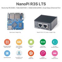 NanoPi R3S LTS Mini routeur souple avec boîtier en métal CNC, Rockchip RK3566, boîte Android, double port réseau, carte démon