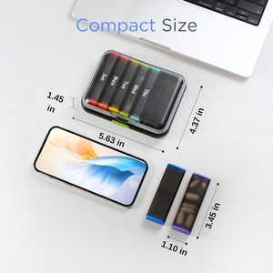 Boîte à pilules transfrontalière nouvelle génération pour le <span class=keywords><strong>matin</strong></span> et le <span class=keywords><strong>soir</strong></span>, compartimentée pour 7 jours, avec 14 compartiments de rangement, facile à transporter - Product Image 3