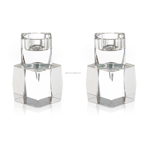 Bougie Juive Juive Magnifique Bougeoirs Bougeoirs <span class=keywords><strong>en</strong></span> Cube Cristal Clair - Product Image 1