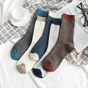 Trendy Middle Tube Splicing Color Cotton Autumn Winter Warm All-matching Men's Socks