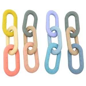 Food Grade Silicone Chew Teething Teether Silicone Baby Links Teether Toy Linking Rings Toys