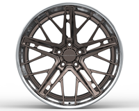 Nouvelles jantes en alliage d'aluminium forgé à rayons multiples, 2 pièces, finition argent poli et bronze foncé brossé pour Corvette C8 (garantie 3 ans)