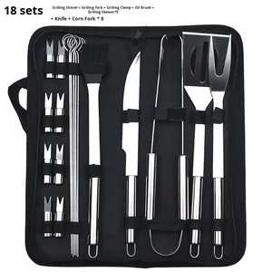 Chuyên nghiệp ngoài trời nhà bếp BBQ nướng công cụ thiết lập bền kim loại phụ kiện bao gồm than tong giá rẻ có thể truy cập thịt nướng - Product Image 2