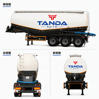 Semi-remorque citerne à ciment en vrac TANDA haute efficacité 100T en acier/aluminium pour usage en construction, camion lourd, remorque à ciment en vrac sec