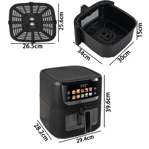 Friteuse à air multifonctionnelle économique avec grand écran couleur tactile, 10 menus, grande capacité réelle de 7 L, sans huile, pour usage familial - Product Image 5