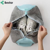 Nouvel Arrivage Sac de Lavage pour Baskets en Polyester Durable, Épaissi en Usine, avec Fermeture Éclair et Cordon de Serrage pour le Lavage et le Rangement des Chaussures