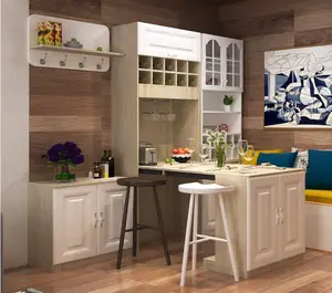 Meja Makan Lipat Multifungsi, Furnitur Rumah Tangga Hemat Tempat dengan Rak Anggur