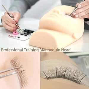Tête de mannequin pour la formation aux extensions de <span class=keywords><strong>cils</strong></span> avec <span class=keywords><strong>cils</strong></span> en silicone à 3 couches - Modèle d'entraînement pour débutants pour 100/120/150/180 <span class=keywords><strong>cils</strong></span> - Product Image 4