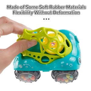 Jouet à hochet pour voiture en caoutchouc souple avec billes sonores à l'intérieur des pneus, à pousser et à faire rouler, pour le développement de la préhension des bébés, cadeau interactif parent-enfant - Product Image 3