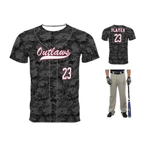 Conjunto completo de uniforme de beisebol, barato liso personalizado treinamento de equipe