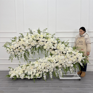 Arco floral de rosas blancas para decoración de bodas, arco de flores artificiales de seda, telón de fondo para bodas. - Product Image 5