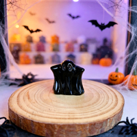 Ornements en pierre naturelle mélangée en gros sur le thème d'Halloween, mini-sculptures de fantômes en cristal pour cadeaux de fêtes