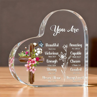 Regalo Religioso Inspirador para Mujeres, Placa Acrílica en Forma de Corazón con Citas Bíblicas para Decoración de Escritorio