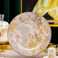 Ensemble de bols et assiettes en porcelaine fine, style luxe léger, vaisselle en céramique