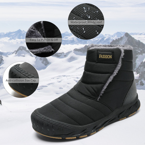 Stivali invernali caldi da uomo rivestiti in <span class=keywords><strong>pelliccia</strong></span> da uomo impermeabili e isolanti scarpe da trekking sportive da esterno <span class=keywords><strong>con</strong></span> soletta antiscivolo per l'inverno - Product Image 5