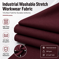 Tissu en polyester et coton écologique 240 g/m², sergé extensible, poids moyen, lavable en machine, pour vêtements de travail et uniformes
