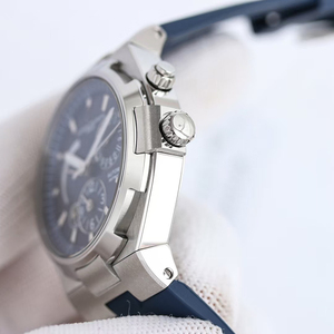 Reloj de Pulsera Mecánico de Diseño de Alta Gama con Esfera Azul, Correa de Caucho, Caja de Acero, Resistente al Agua 50M, Cristal de Zafiro, Doble Hora y Reserva de Marcha - Product Image 3