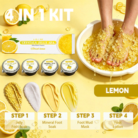 Kit de Pédicure Spa 4 Étapes : Gelée Cristalline, Masque de Boue Minérale, Lotion et Traitement Éclaircissant au Citron pour les Pieds