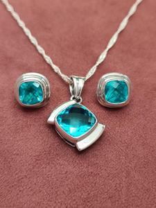 Luxury Women’s <b>Crystal</b> Jewelry Ensemble Including Pendant and Earrings Made with 925 Sterling Silver and Authentic <b>Real</b> Quartz - Product Image 1