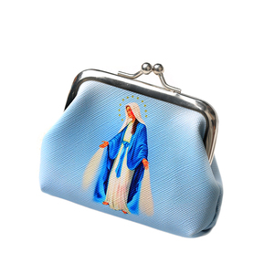 Sacs d'emballage pour bijoux à thème Vierge Marie catholique, mini-sacs colorés pour rangement de chapelets, pochettes à chapelet à fermeture Kiss-Lock, porte-monnaie, vente en gros - Product Image 6