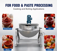 Bouilloire de cuisson industrielle 500 litres à confiture automatique inclinable gaz vapeur chauffage électrique chemisé pot mélangeur noyau moteur pompe