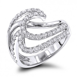 Anello Vintage a Strati con Onde per Donne, Gioiello da Dito Geometrico Irregolare alla Moda - Product Image 1