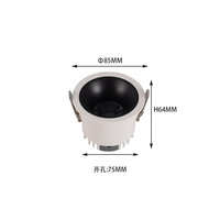 Spot encastré LED COB commercial pour hôtel, usage intérieur, 75 mm de découpe, Ra90, idéal pour salon et musée - Vente chaude