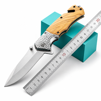 Couteau de poche à manche en bois avec gravure de poisson requin, couteau pliant gravable, cadeau de Noël pour la cuisine, en stock aux États-Unis