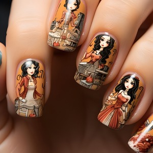 Produits de beauté de luxe Fournitures pour ongles Appuyez sur les ongles <span class=keywords><strong>Manga</strong></span> Cartoon Long Hair Doll Nail Wholesale Press on Tips 24Pcs Réutilisable - Product Image 2