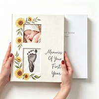 Livre souvenir personnalisé pour bébé avec cadre photo, couverture rigide, livre des étapes importantes de la première année du bébé, impression en usine