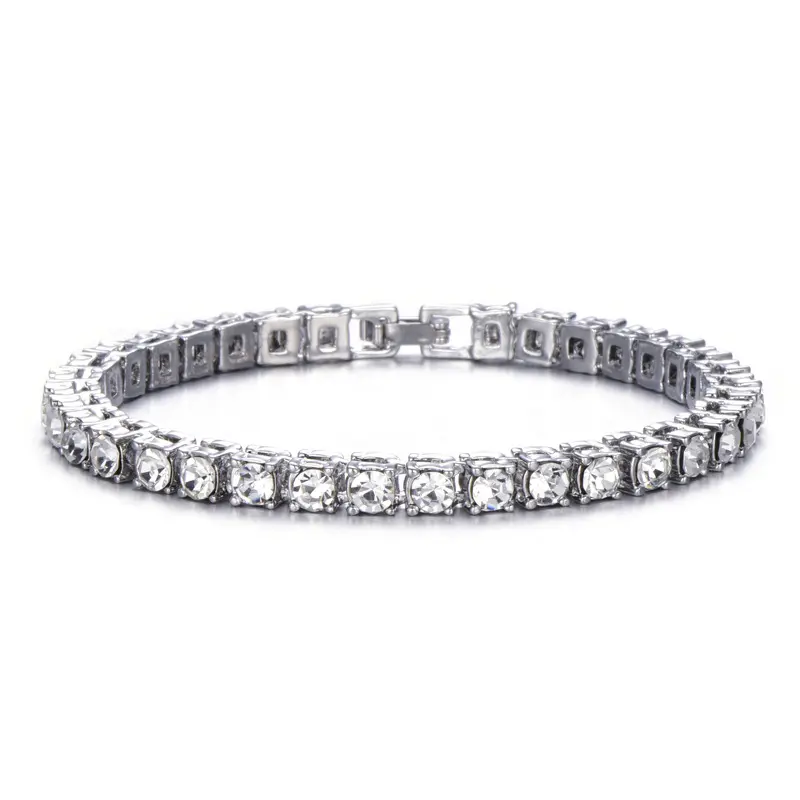 Pulsera de plata de ley 925 con moissanita blanca para mujer, brazalete de tenis con moissanita blanca clásica, venta al por mayor de fábrica profesional D VVS1