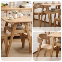 Ensemble de chaises de table de balcon à 2 places en bois massif Design simple Table à manger basse à thé peu encombrante pour la maison Hôtel pour appartements