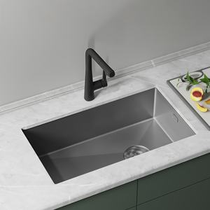 Gunmetal Gray Kitchen Sink Nano Anti-Oil Anti-Scratch Handmade Large Single Bowl Stainless Steel Vegetable Washing Basin - Product Image 1