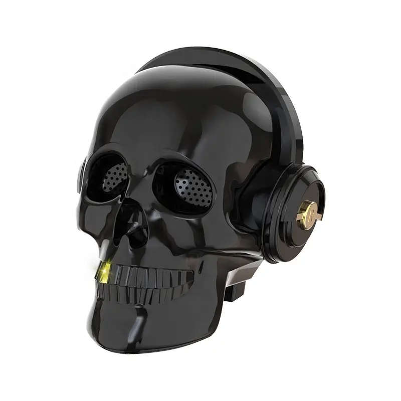 Portable skull head bluetooth speaker colorful lights Halloween mobile phone bracket audio wireless lucky skull speaker