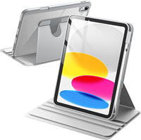Étui intelligent pour tablette avec coque arrière transparente et support rotatif à 360 degrés pour iPad A16 11 pouces 2025 et iPad 10e génération 10,9 pouces