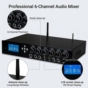 Console de mixage audio professionnelle 6 canaux avec écran LCD HD, FM, USB pour systèmes sonores domestiques et commerciaux, <span class=keywords><strong>amplificateur</strong></span> - Product Image 2