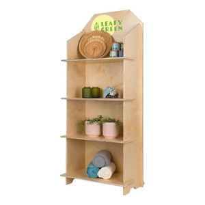 Portable and Foldable 4- Shelf Wall Metal <strong>Rack</strong> for Supermarket and Retail Shop Full Back and Sides Wood Display Store Shelf - Product Image 3