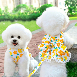 Cute Bow Tie Dog Cat Harness <b>Leash</b> Set, Summer Breathable Mesh <b>Pet</b> Vest Harness, Adjustable Soft Chest Strap for Walking - Product Image 1