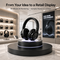 Plateforme d'affichage pour casque audio en acrylique avec éclairage LED, support d'affichage éclairé personnalisé, montage facile, casque supra-auriculaire, équipement audio