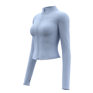 Veste de sport pour femme en polyester uni avec fermeture éclair, idéale pour la course à pied, le yoga et la remise en forme - Product Image 5